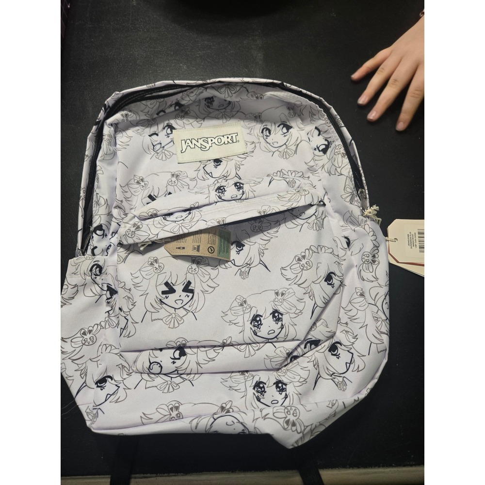 JanSport SuperBreak Plus Backpack Comic Girl White Anime Manga Laptop Bag New
